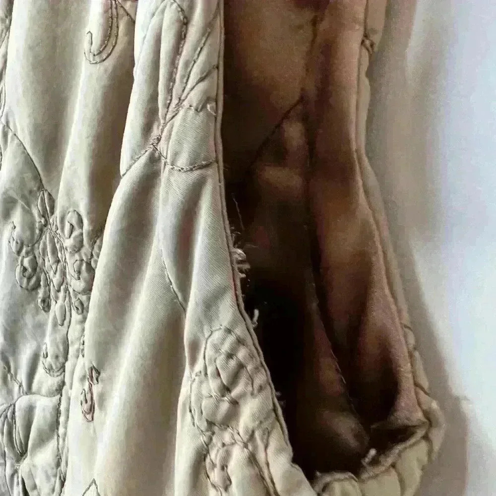 Dash Womens Tan Embroidered Floral Cottagecore Cabin Core Lined Vest  12 - Picture 12 of 13